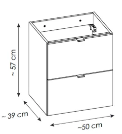 Otitec Meuble sous vasque de 50 cm - avec vasque à poser - avec plan - Oak/Blanc - 2 tiroirs - VOLTA OAK* Meuble Sous Lavabo