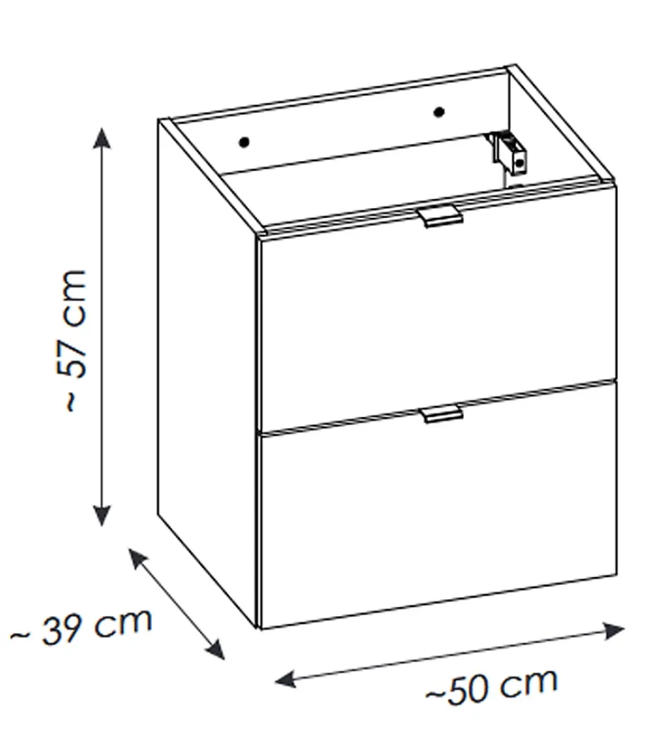 Otitec Meuble sous vasque de 50 cm - avec vasque à poser - avec plan - Oak/Blanc - 2 tiroirs - VOLTA OAK* Meuble Sous Lavabo