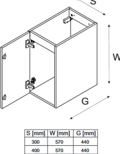 Otitec Meuble sous vasque de 70 cm - avec plan - 2 portes - SETTA