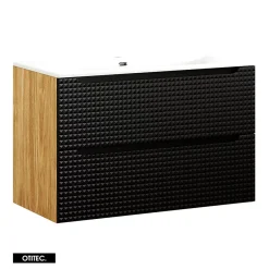 Otitec Meuble sous vasque de 90 cm - avec vasque à encastrer - 2 tiroirs - SETTA