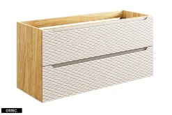 Otitec Meuble sous vasque de 120 cm - avec plan - avec 2 vasques à poser - 2 tiroirs - SEA BEIGE