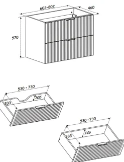 Otitec Meuble sous vasque de 60 cm - avec plan - LIVA BLACK