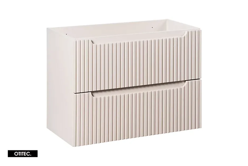 Otitec Meuble sous vasque de 80 cm - avec vasque à poser - avec plan - Cachemire Mat/Blanc - 2 portes - VOLTA CASHMERE* Meuble Sous Lavabo
