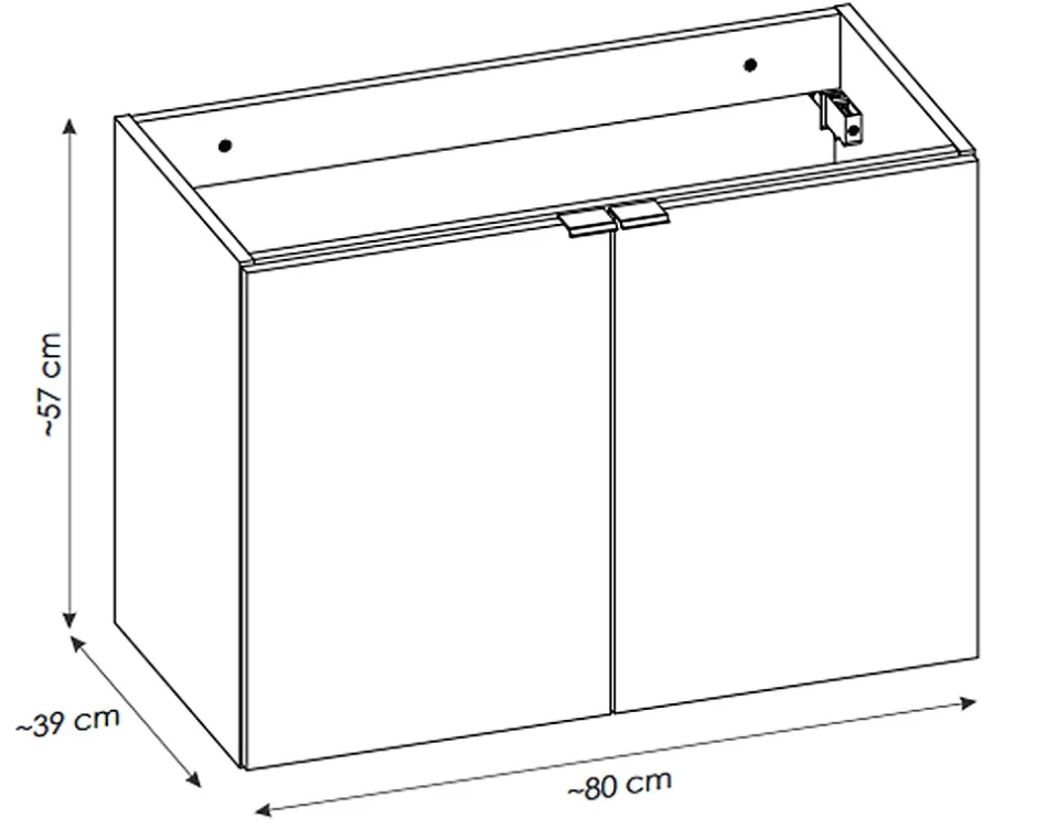 Otitec Meuble sous vasque de 80 cm - avec vasque à poser - avec plan - Noir/Oak - 2 portes - VOLTA OAK
