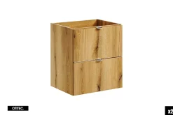 Otitec Meuble sous vasque de 100 cm - avec 2 vasques à poser - avec plan - Noir/Oak - 4 tiroirs - VOLTA OAK
