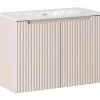 Otitec Meuble sous vasque de 80 cm - avec vasque à encastrer - Cachemire Mat - 2 portes - VOLTA CASHMERE