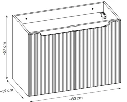 Otitec Meuble sous vasque de 80 cm - avec vasque à encastrer - Cachemire Mat - 2 portes - VOLTA CASHMERE