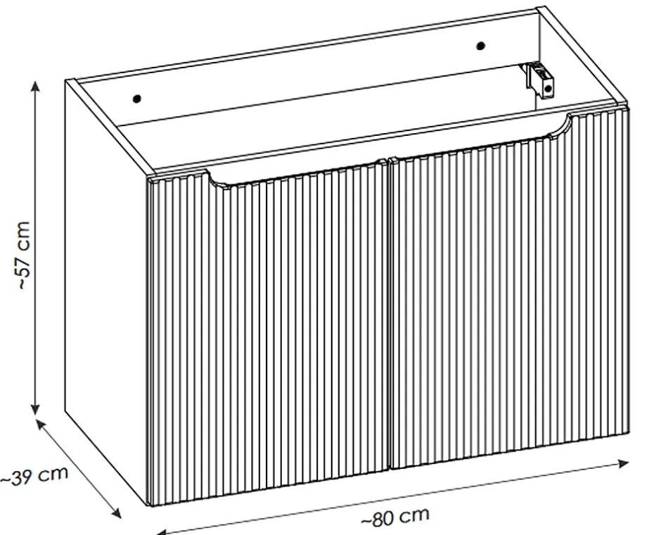 Otitec Meuble sous vasque de 80 cm - avec vasque à encastrer - Cachemire Mat - 2 portes - VOLTA CASHMERE