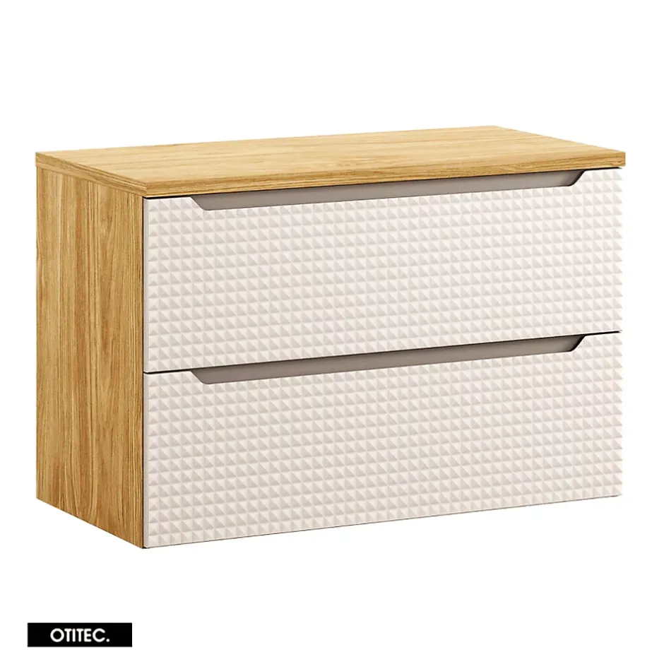 Otitec Meuble sous vasque de 90 cm - avec plan - 2 tiroirs - SETTA* Meuble Sous Lavabo