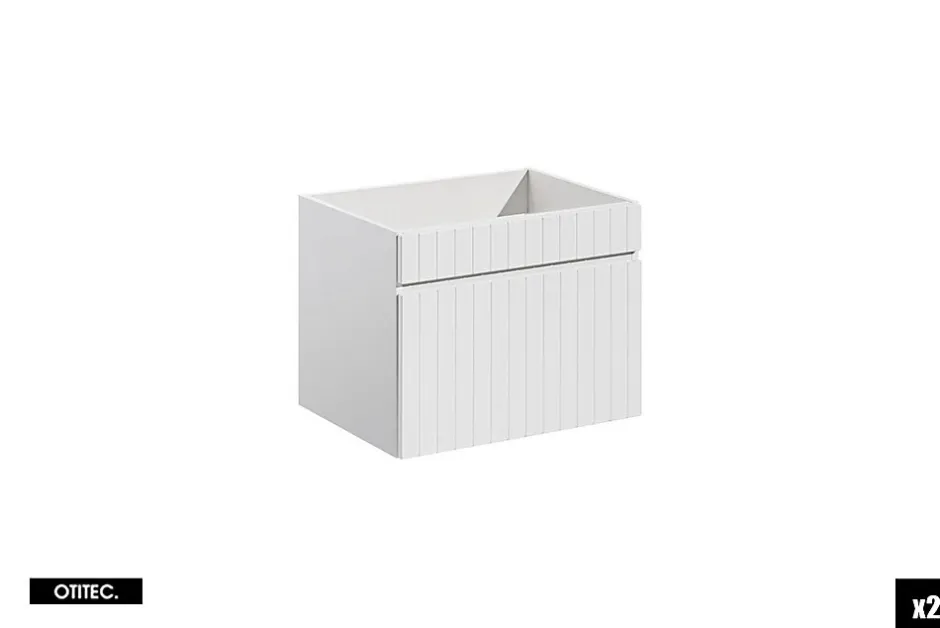 Otitec Meuble sous vasque de 120 cm - avec 2 vasques à poser - avec plan - 2 tiroirs - MINO