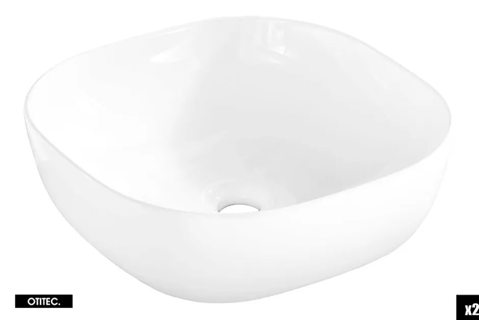 Otitec Meuble sous vasque de 120 cm - avec 2 vasques à poser - avec plan - 2 tiroirs - MINO