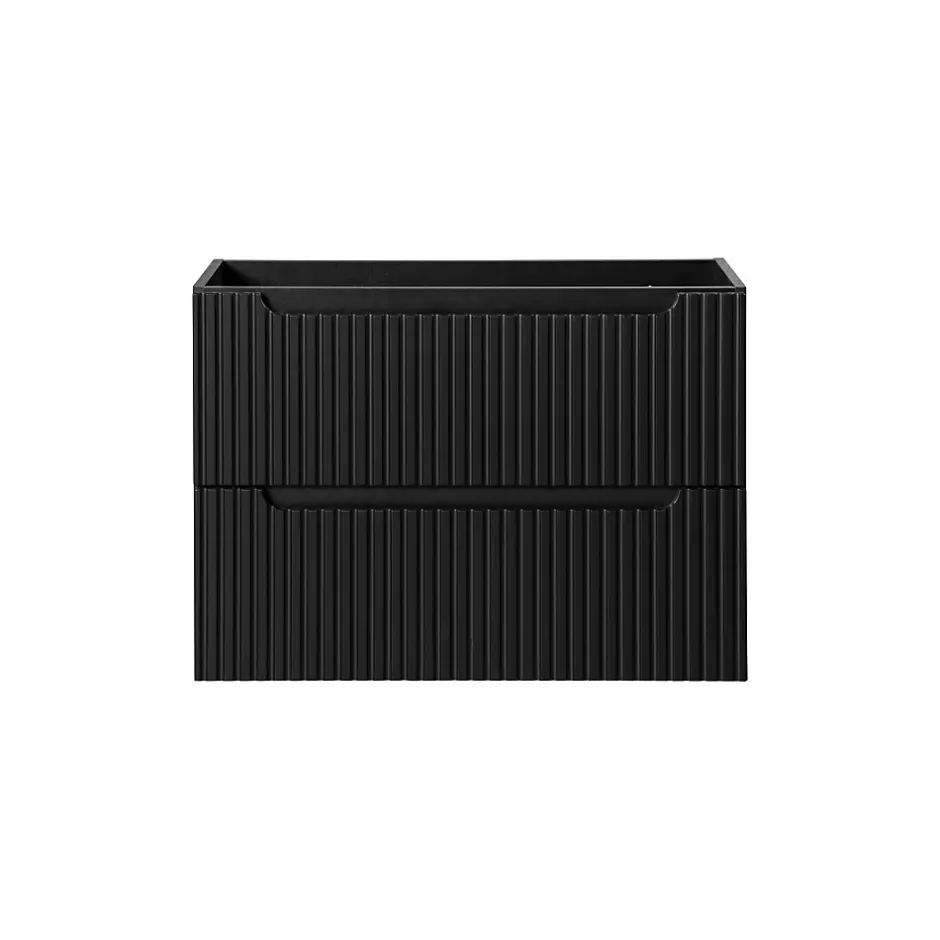 Meublorama Meuble sous vasque de salle de bain VANO 2 tiroirs Noir mat L80 x P39 x H57 cm Meuble suspendu* Meuble Sous-Vasque