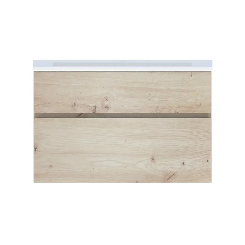 Meuble sous vasque effet chêne artisan l.90 x H.57 x P.50 cm 2 tiroirs, Calao
