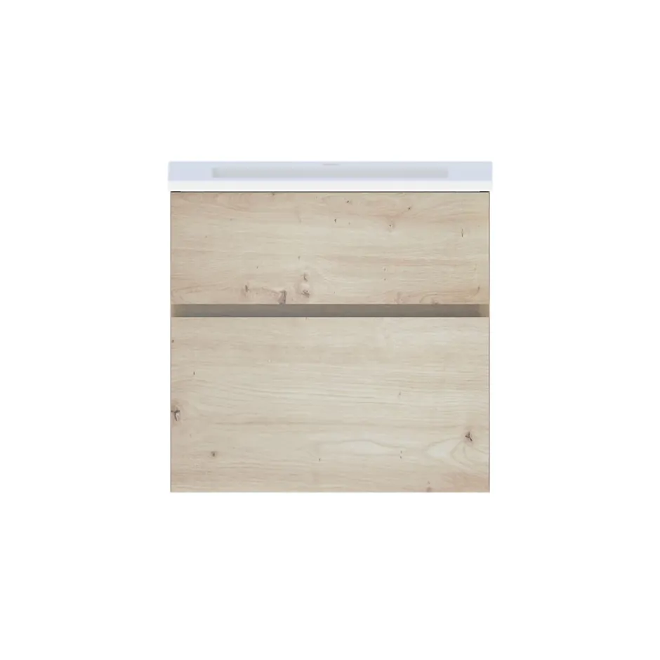 Meuble sous vasque effet chêne artisan l.60 cm 2 tiroirs, Calao