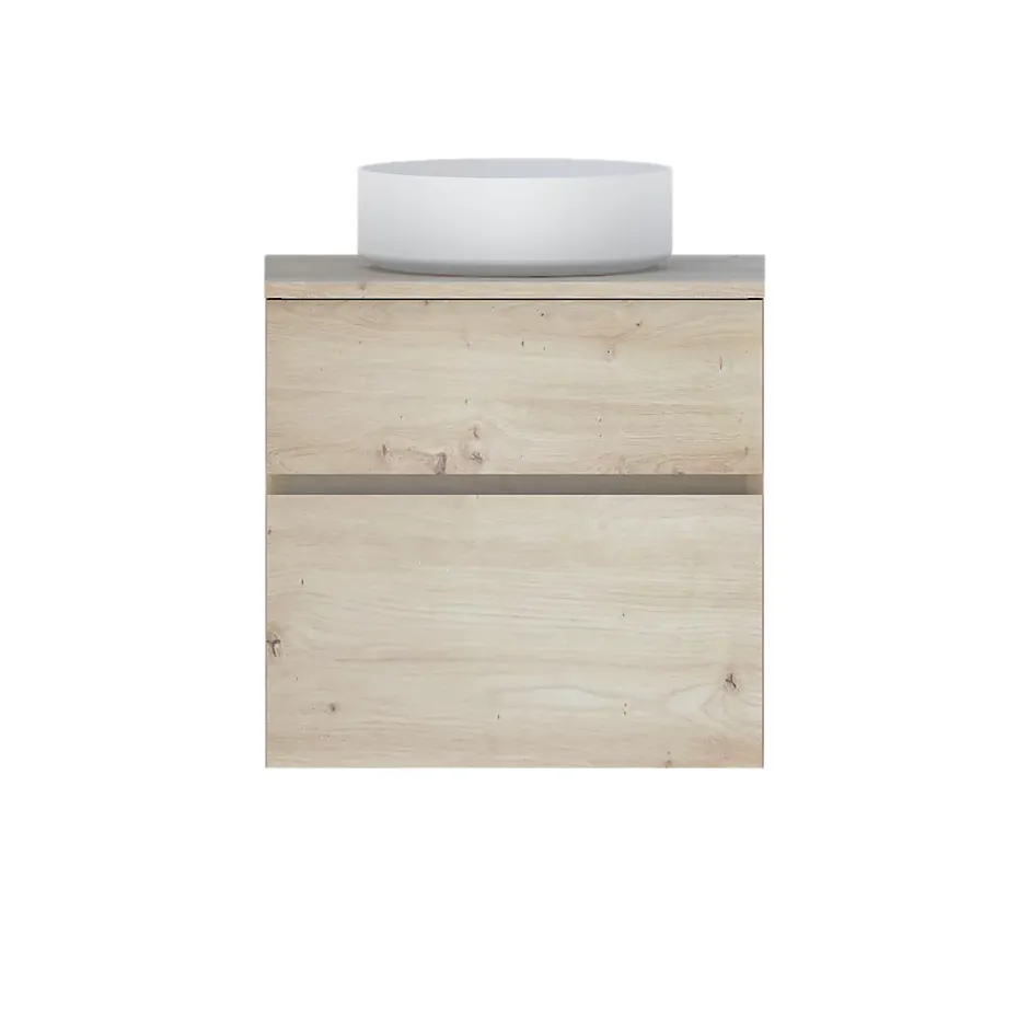 Meuble sous vasque effet chêne artisan l.60 cm 2 tiroirs, Calao