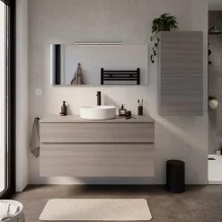 Cooke & Lewis Meuble sous vasque effet chêne clair l.120 cm 2 tiroirs, Calao* Meuble Buanderie|Meuble Sous-Vasque