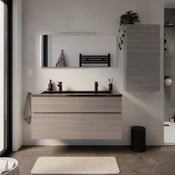 Cooke & Lewis Meuble sous vasque effet chêne clair l.120 cm 2 tiroirs, Calao* Meuble Buanderie|Meuble Sous-Vasque