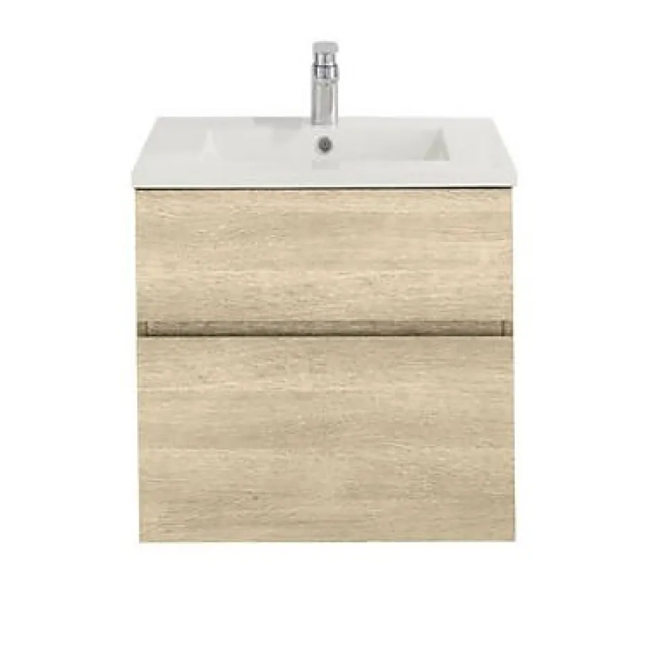 Cooke & Lewis Meuble sous vasque effet chêne l.60 cm 2 tiroirs, Calao