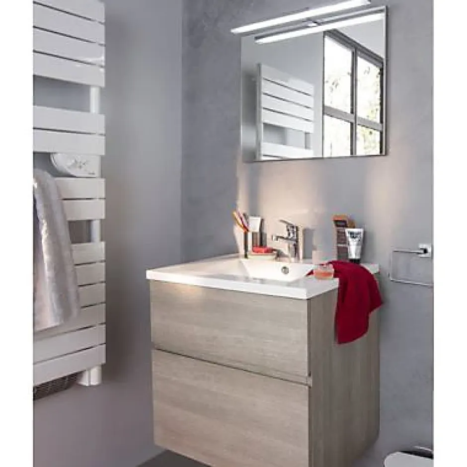 Cooke & Lewis Meuble sous vasque effet chêne clair l.60 cm 2 tiroirs, Calao