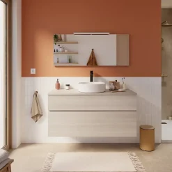 Cooke & Lewis Meuble sous vasque effet chêne l.120 cm 2 tiroirs, Calao* Meuble Buanderie|Meuble Sous-Vasque
