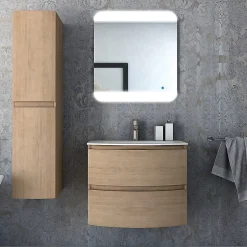 Meuble sous vasque effet bois l.69 x H.55 xP.51 cm, Vague* Meuble Sous-Vasque