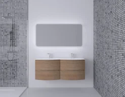 Meuble sous vasque effet bois l.69 x H.55 xP.51 cm, Vague* Meuble Sous-Vasque