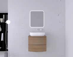 Meuble sous vasque effet bois l.69 x H.55 xP.51 cm, Vague* Meuble Sous-Vasque