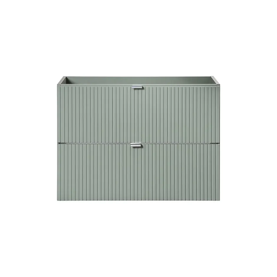 Meublorama Meuble sous vasque ELVINA 80 cm 2 tiroirs Vert sauge pastel Meuble suspendu* Meuble Sous-Vasque