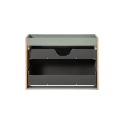 Meublorama Meuble sous vasque ELVINA 80 cm 2 tiroirs Vert sauge pastel Meuble suspendu* Meuble Sous-Vasque