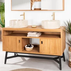 Wanda Collection Meuble sous vasque en teck Mya 130 cm* Meuble Sous-Vasque