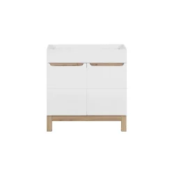 Meublorama Meuble sous vasque ERMANO Chene clair et blanc brillant 80x84 cm 1 porte À poser