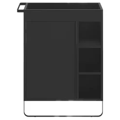 GoodHome Meuble sous vasque faible profondeur à poser avec porte-serviettes noir l.65 x H.82 x P.36 cm, Maza* Meuble Buanderie|Meuble De Salle De Bains Faible Profondeur