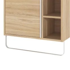 GoodHome Meuble sous vasque faible profondeur à poser avec porte-serviettes effet bois l.65 x H.82 x P.36 cm, Maza