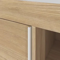 GoodHome Meuble sous vasque faible profondeur à poser avec porte-serviettes effet bois l.65 x H.82 x P.36 cm, Maza