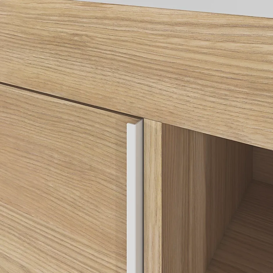 GoodHome Meuble sous vasque faible profondeur à poser avec porte-serviettes effet bois l.65 x H.82 x P.36 cm, Maza