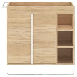 GoodHome Meuble sous vasque faible profondeur à poser avec porte-serviettes effet bois l.85 x H.82 x P.36 cm, Maza* Meuble Buanderie|Meuble De Salle De Bains Faible Profondeur