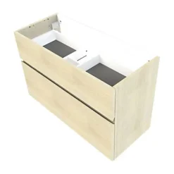 Cooke & Lewis Meuble sous vasque faible profondeur effet chêne l.90 cm 2 tiroirs, Calao