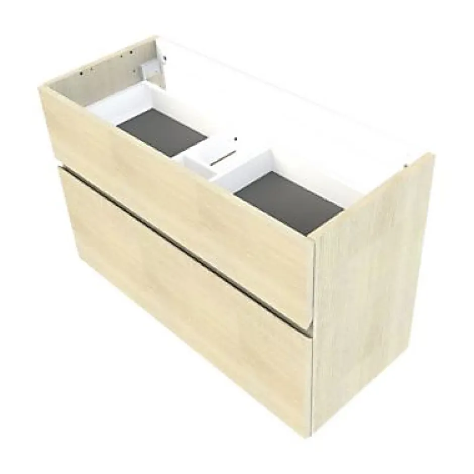 Cooke & Lewis Meuble sous vasque faible profondeur effet chêne l.90 cm 2 tiroirs, Calao