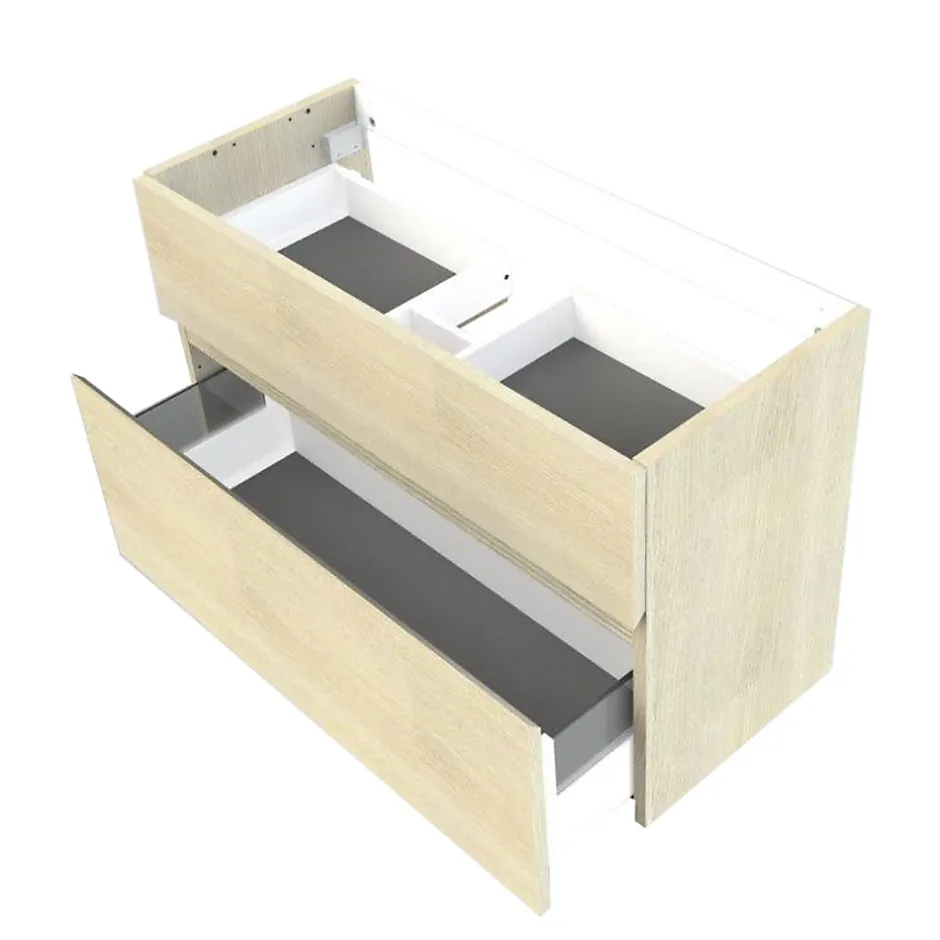 Cooke & Lewis Meuble sous vasque faible profondeur effet chêne l.90 cm 2 tiroirs, Calao