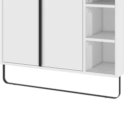 GoodHome Meuble sous vasque faible profondeur à poser avec porte-serviettes blanc l.85 x H.82 x P.36 cm, Maza