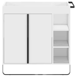 GoodHome Meuble sous vasque faible profondeur à poser avec porte-serviettes blanc l.85 x H.82 x P.36 cm, Maza