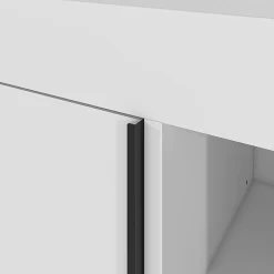 GoodHome Meuble sous vasque faible profondeur à poser avec porte-serviettes blanc l.65 x H.82 x P.36 cm, Maza
