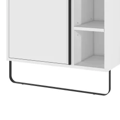 GoodHome Meuble sous vasque faible profondeur à poser avec porte-serviettes blanc l.65 x H.82 x P.36 cm, Maza