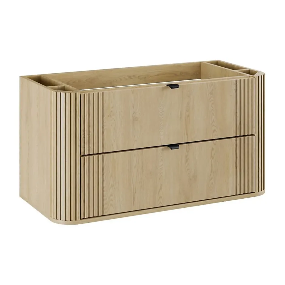 Meublorama Meuble sous vasque KORI 100 cm chene clair 2 tiroirs suspendus