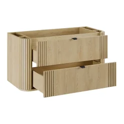 Meublorama Meuble sous vasque KORI 100 cm chene clair 2 tiroirs suspendus