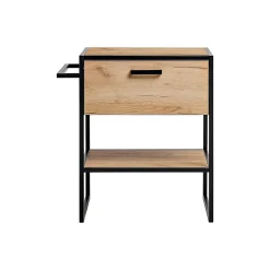 Meublorama Meuble sous vasque ONIL 2 portes Chene clair et noir Style industriel L70 cm* Meuble Sous-Vasque