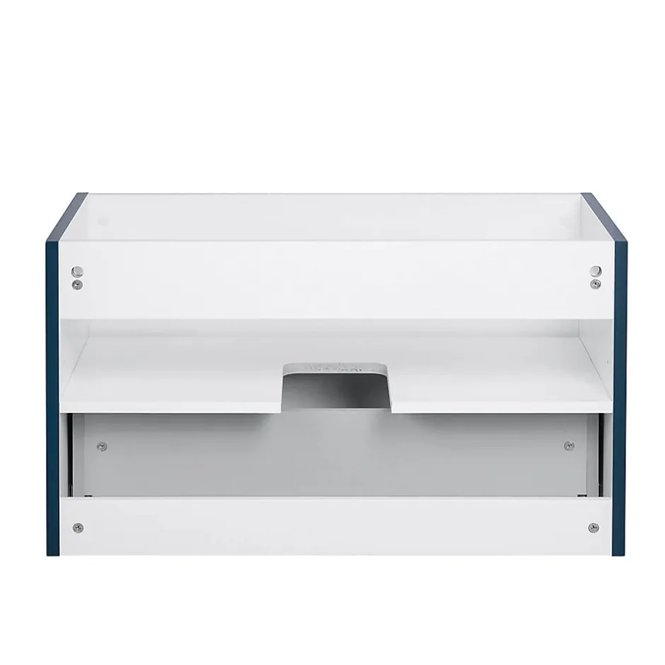Bain-Bain Meuble sous vasque prémonté 1 tiroir bleu 80 cm STRIA -* Meuble Sous-Vasque