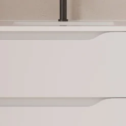 Cosyneo Meuble sous vasque seul, 2 tiroirs et 1 porte, 80cm, vasque déportée droite - blanc mat - ZARZA* Meuble Sous Lavabo
