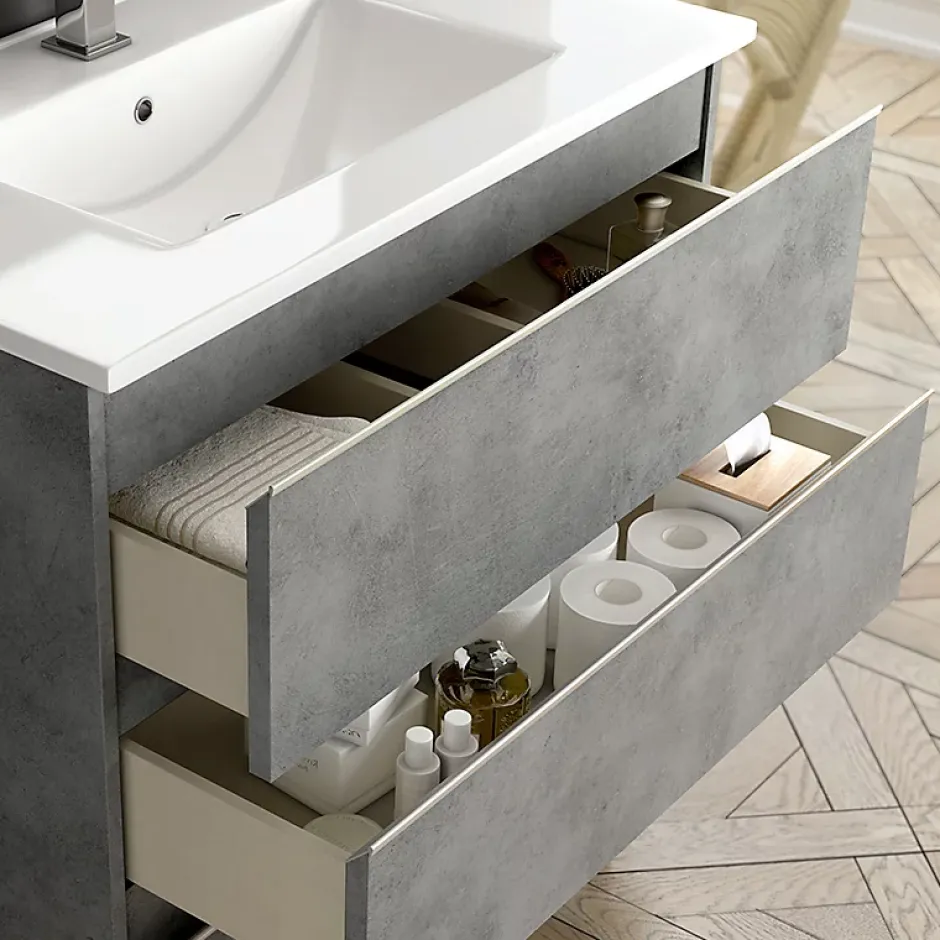 Cosyneo Meuble sous vasque seul, 3 tiroirs, 70cm, simple vasque - ebony (bois noir) - PALMA