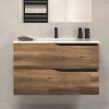 Cosyneo Meuble sous vasque seul, 2 tiroirs, 80cm, simple vasque - tabaco (chêne foncé) - LUNA* Meuble Sous Lavabo